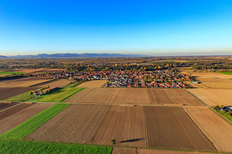 Vue de la ville depuis le sud à Steinweiler dans le département Rhénanie-Palatinat, Allemagne hors des airs