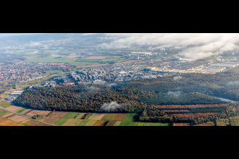 Vue aérienne de Zone industrielle et implantation d'entreprise avec sites SAP SE et Heidelberger Druckmaschinen AG à Walldorf dans le département Bade-Wurtemberg, Allemagne