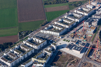 Quartier Bahnstadt in Heidelberg dans le département Bade-Wurtemberg, Allemagne vue d'en haut