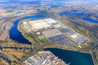 Insel Grün avec MOSOLF Logistics & Services GmbH et Mercedes-Benz Global Logistics Center à Germersheim dans le département Rhénanie-Palatinat, Allemagne hors des airs