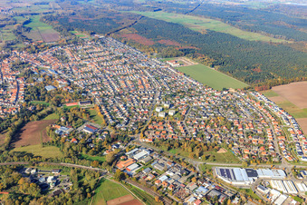 Photographie aérienne de Vue d'ensemble de la ville depuis l'est à Bellheim dans le département Rhénanie-Palatinat, Allemagne