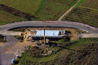 Vue aérienne de Chantier de construction du pont pour la rocade B38 à Impflingen dans le département Rhénanie-Palatinat, Allemagne