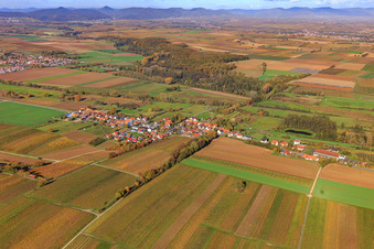 Vue aérienne de Vue du village depuis le sud à Hergersweiler dans le département Rhénanie-Palatinat, Allemagne