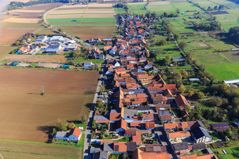 Vue aérienne de Raiffeisenstraße vue de l'ouest à Freckenfeld dans le département Rhénanie-Palatinat, Allemagne