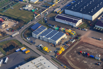 Vue aérienne de Horstring avec WWV Wärmeverwertung GmbH & Co. KG à le quartier Minderslachen in Kandel dans le département Rhénanie-Palatinat, Allemagne