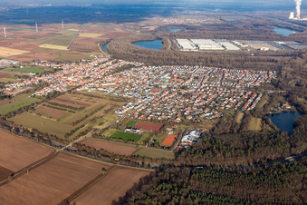 Vue aérienne de Lingenfeld à Westheim dans le département Rhénanie-Palatinat, Allemagne