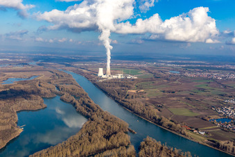 Vue aérienne de Centrale nucléaire à Philippsburg dans le département Bade-Wurtemberg, Allemagne
