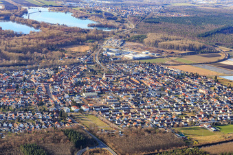 Vue aérienne de Vue du sud-est à le quartier Neudorf in Graben-Neudorf dans le département Bade-Wurtemberg, Allemagne