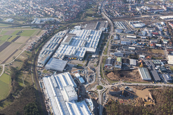 Vue aérienne de SEW-EURODRIVE GmbH & Co. KG à le quartier Graben in Graben-Neudorf dans le département Bade-Wurtemberg, Allemagne