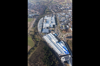Photographie aérienne de Agrandissement - nouvelle construction - chantier dans les bâtiments et halls de production de l'usine SEW-EURODRIVE GmbH & Co KG à le quartier Graben in Graben-Neudorf dans le département Bade-Wurtemberg, Allemagne