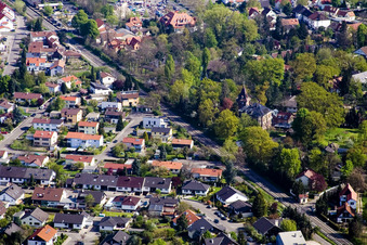 Vue aérienne de Rue Germersheimer, rue Kandeler à Jockgrim dans le département Rhénanie-Palatinat, Allemagne