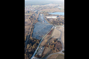 Vue aérienne de Nouveau port du Rhin à Lauterbourg dans le département Bas Rhin, France