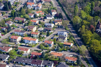 Vue aérienne de Rue Germersheimer, rue Kandeler à Jockgrim dans le département Rhénanie-Palatinat, Allemagne