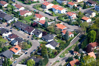Vue aérienne de Rue Landauer, rue Karlsruher à Jockgrim dans le département Rhénanie-Palatinat, Allemagne