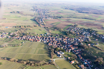 Vue aérienne de Oberhoffen-lès-Wissembourg à Oberhoffen-lès-Wissembourg dans le département Bas Rhin, France