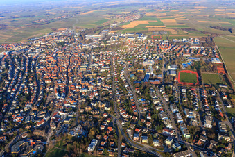 Vue aérienne de Petronellastraße vue de l'ouest à Bad Bergzabern dans le département Rhénanie-Palatinat, Allemagne