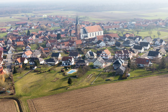 Schleithal dans le département Bas Rhin, France depuis l'avion