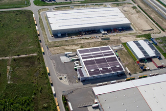 Vue aérienne de Zone industrielle d'Oberwald : WAS Logistics à Wörth am Rhein dans le département Rhénanie-Palatinat, Allemagne