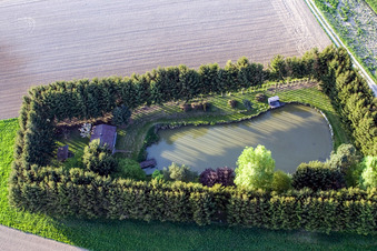 Vue aérienne de Niederseebach à Seebach dans le département Bas Rhin, France