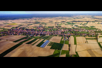 Panorama du village vu de l'ouest en soirée à Seebach dans le département Bas Rhin, France
