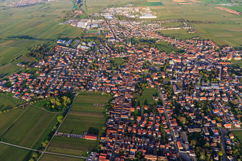 Vue aérienne de Vue de la ville au printemps depuis l'ouest à Edenkoben dans le département Rhénanie-Palatinat, Allemagne