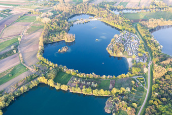 Vue aérienne de Lac de carrière à Lingenfeld dans le département Rhénanie-Palatinat, Allemagne