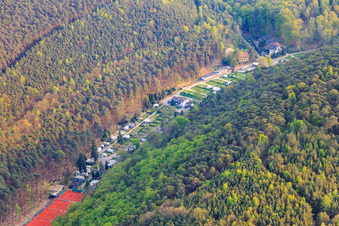 Vue aérienne de Waldstraße avec le court de tennis du TC Wachenheim eV à Wachenheim an der Weinstraße dans le département Rhénanie-Palatinat, Allemagne
