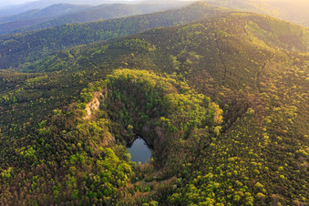 Lac de basalte dans la réserve naturelle de Pechsteinkopf, près de l'ancienne carrière de basalte de Forster à Forst an der Weinstraße dans le département Rhénanie-Palatinat, Allemagne hors des airs