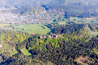 Vue aérienne de Ruines d'Altdahn à Dahn dans le département Rhénanie-Palatinat, Allemagne