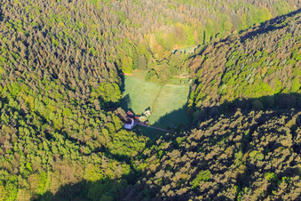 Vue aérienne de Clairière dans l'Otterbachtal à Oberotterbach dans le département Rhénanie-Palatinat, Allemagne