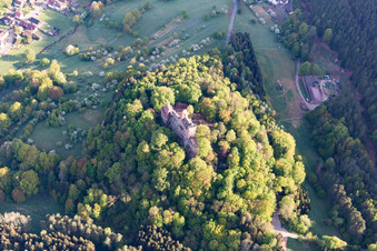 Vue aérienne de Château de Berwartstein à Erlenbach bei Dahn dans le département Rhénanie-Palatinat, Allemagne