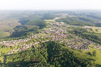 Vue oblique de Lemberg dans le département Moselle, France