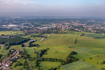 Vue aérienne de Sarreguemines - Neunkirch, aérodrome à Frauenberg dans le département Moselle, France