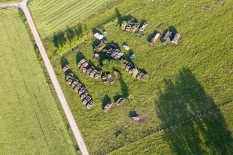 Vue oblique de Camions militaires à Vibersviller dans le département Moselle, France