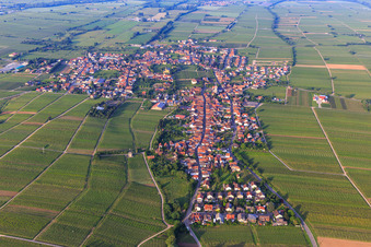 Vue aérienne de Vue de la ville depuis l'ouest à Edesheim dans le département Rhénanie-Palatinat, Allemagne
