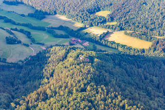 Vue aérienne de Château de Wildenberg à le quartier Preunschen in Kirchzell dans le département Bavière, Allemagne