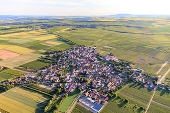 Vue aérienne de Vue de la ville depuis le nord-est à Gundheim dans le département Rhénanie-Palatinat, Allemagne