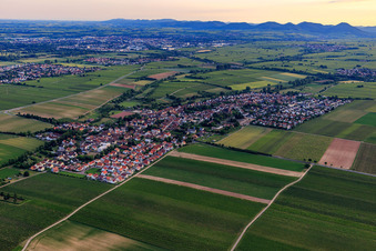 Vue aérienne de Vue de la ville depuis le sud-ouest à le quartier Niederhochstadt in Hochstadt dans le département Rhénanie-Palatinat, Allemagne