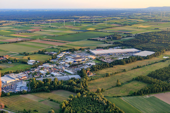 Vue aérienne de Zone industrielle de Horst vue du nord à le quartier Minderslachen in Kandel dans le département Rhénanie-Palatinat, Allemagne