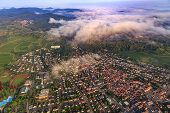 Vue aérienne de Vue de la ville depuis l'est et de la clinique Edith Stein - Clinique d'orthopédie à Bad Bergzabern dans le département Rhénanie-Palatinat, Allemagne