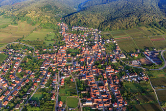 Vue aérienne de Village viticole de l'est à Oberotterbach dans le département Rhénanie-Palatinat, Allemagne