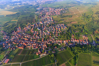 Photographie aérienne de Village viticole du nord à le quartier Rechtenbach in Schweigen-Rechtenbach dans le département Rhénanie-Palatinat, Allemagne