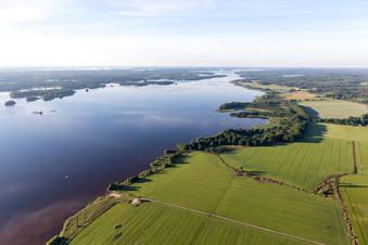 Vue aérienne de Rives du lac Åsnen aux couleurs de lande près de Skatelöv dans le Småland à Grimslöv dans le département Kronobergs län, Suède