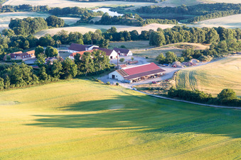 Vue oblique de Klintholm Mon (DK), Dieux de Klintholm à Borre dans le département Sjaelland, Danemark