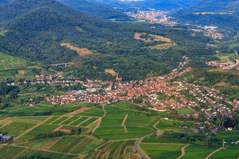 Vue aérienne de Vue de la ville depuis le nord-est à Albersweiler dans le département Rhénanie-Palatinat, Allemagne