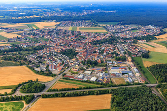Vue aérienne de Aperçu des villes du nord à Rheinzabern dans le département Rhénanie-Palatinat, Allemagne