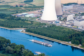 Vue oblique de Centrale nucléaire à Philippsburg dans le département Bade-Wurtemberg, Allemagne