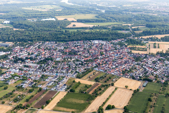 Photographie aérienne de Du nord-est à le quartier Rheinsheim in Philippsburg dans le département Bade-Wurtemberg, Allemagne