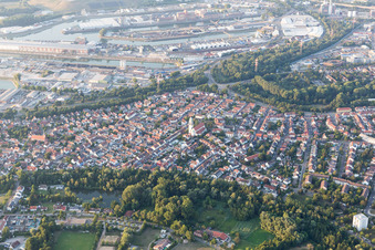 Vue aérienne de Quartier Daxlanden in Karlsruhe dans le département Bade-Wurtemberg, Allemagne