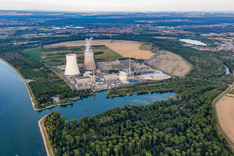 Photographie aérienne de Centrale nucléaire à Philippsburg dans le département Bade-Wurtemberg, Allemagne